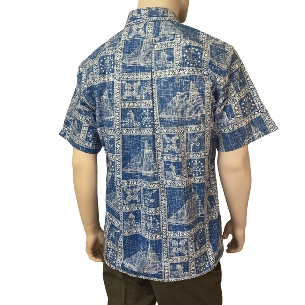 REYN Spooner Authentic Vintage Hawaiian Shirt Top Tiki Nautical Theme NWOT - Picture 8 of 11